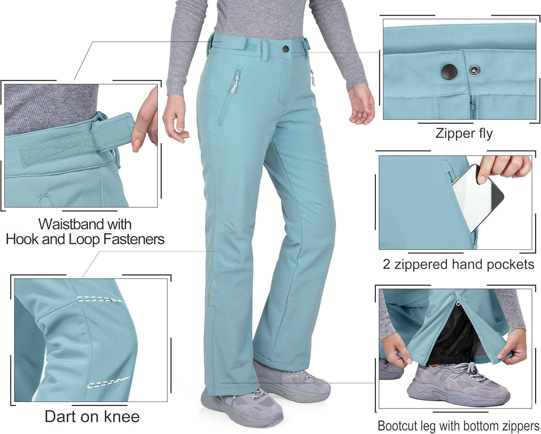 33,000ft Damen Skihose Outdoorhose Wasserdicht Winddichte Softshellhose Warme Gefütterte Trekkinghos