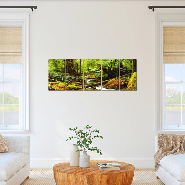 Runa Art Bild Wald Landschaft Wandbilder auf Vlies Leinwand 5 Teilig Wanddekoration Schlafzimmer Woh