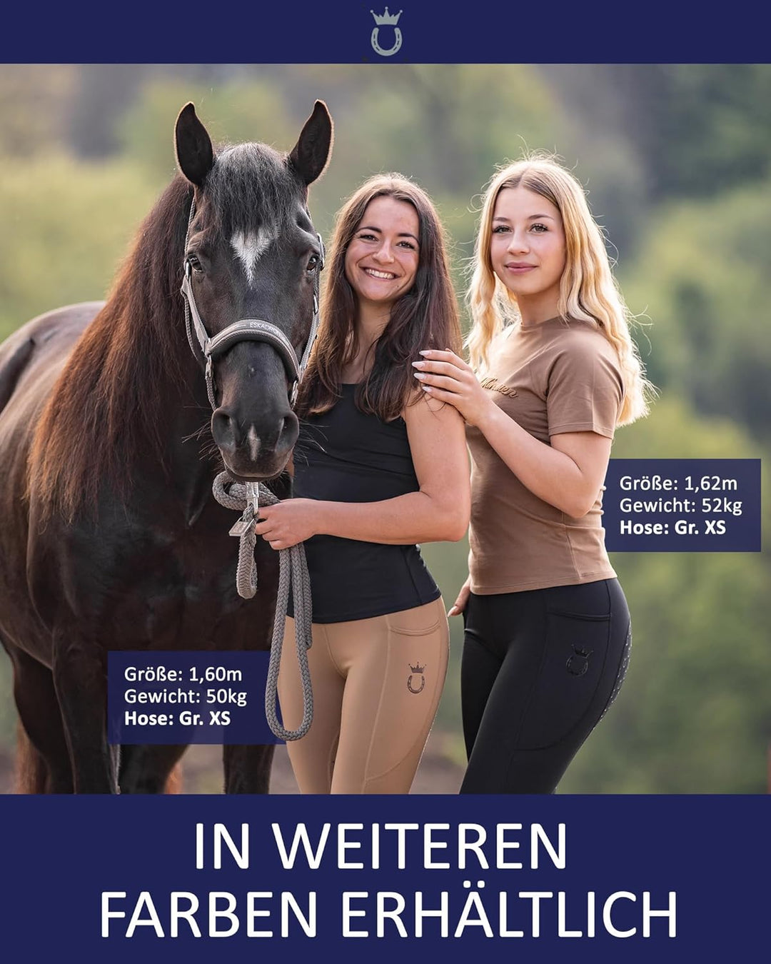 Reitleggings Damen &amp; Mädchen (Gr. XXS-XL) - Silikon Vollbesatz - Bequeme Highwaist Reithose - Mit Ha