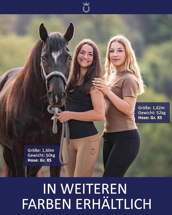 Reitleggings Damen &amp; Mädchen (Gr. XXS-XL) - Silikon Vollbesatz - Bequeme Highwaist Reithose - Mit Ha