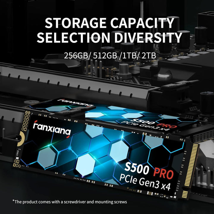 fanxiang S500 Pro 1TB NVMe SSD M.2 PCIe Gen3x4 2280 Eingebaute SSD, SLC Cache 3D NAND TLC, Bis zu 35
