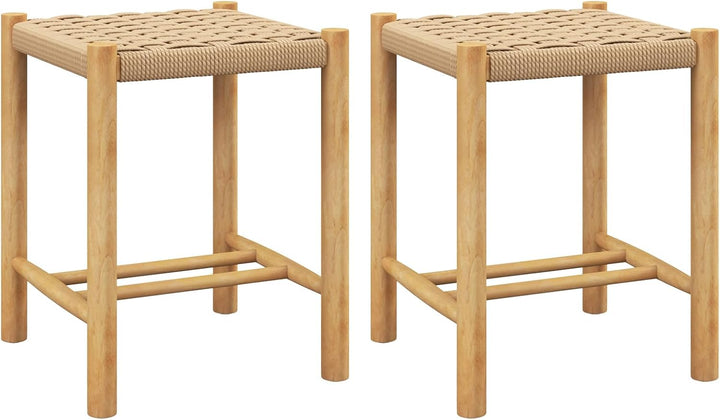 GIANTEX Barhocker 2er Set Barstühle, Esszimmerstühle Küchenstühle Holz & geflochtenem Papier, Tresen