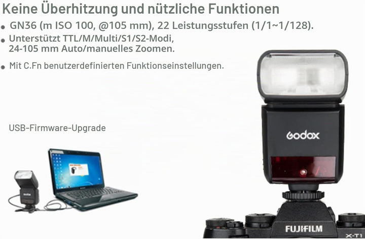 GODOX Speedlite Ving V350F Fuji, Schwarz