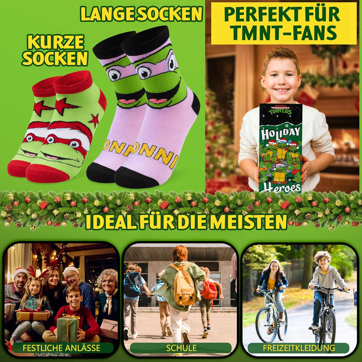 Get Trend Teenage Mutant Ninja Turtles Socken Adventskalender Kinder 2025, 24 Paar Lustige Socken 31