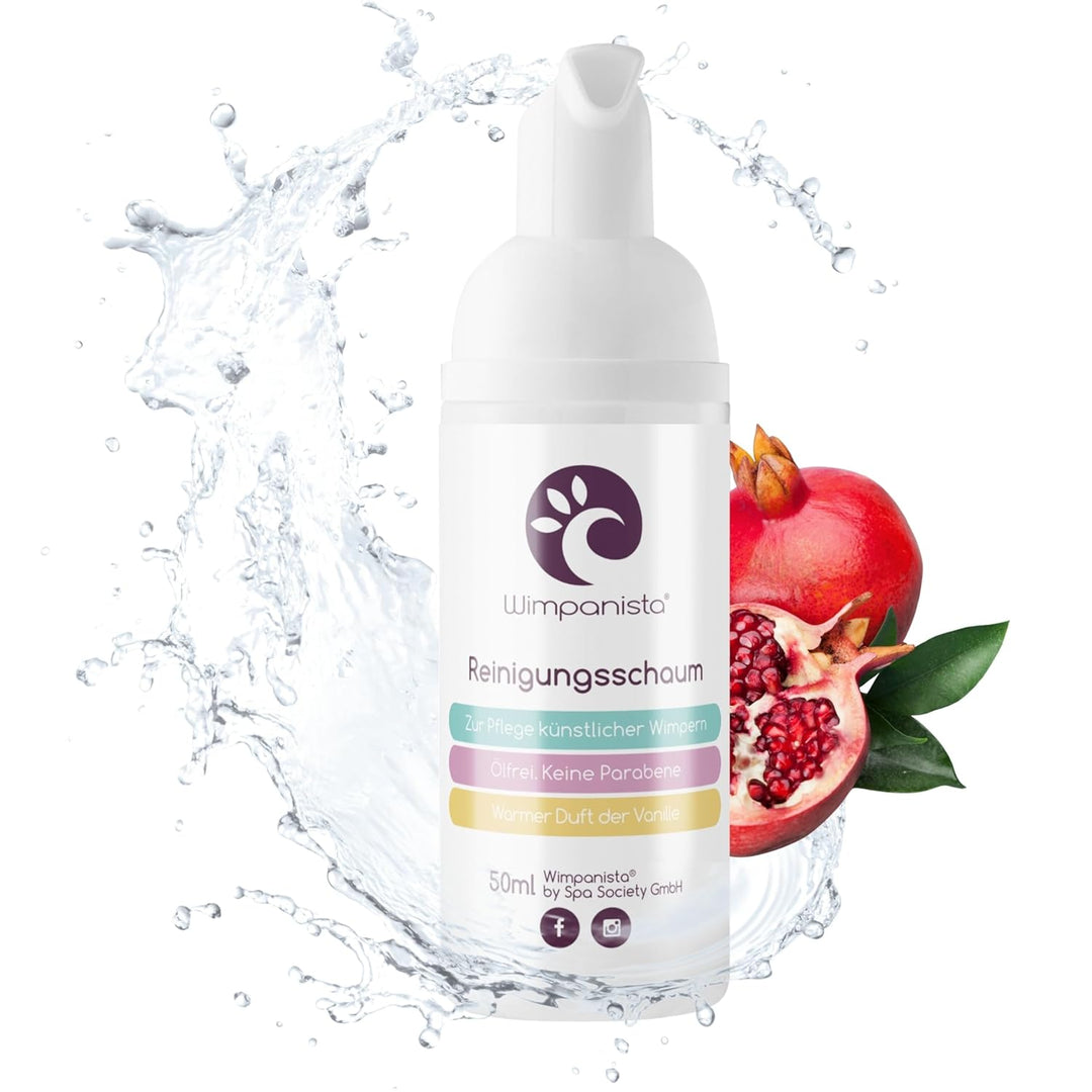 Wimpanista® Wimpernshampoo Granatapfelduft für die Wimpernpflege. Ölfrei. Keine Parabene. Made in Ge
