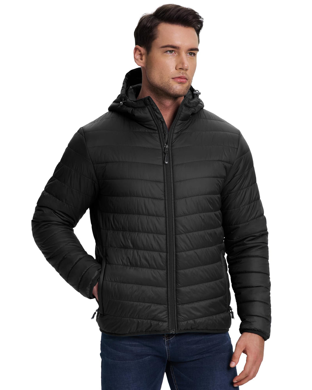 33,000ft Herren Leichte Steppjacke Outdoor Wasserbeständige Übergangsjacke Warme Winterjacke für Män