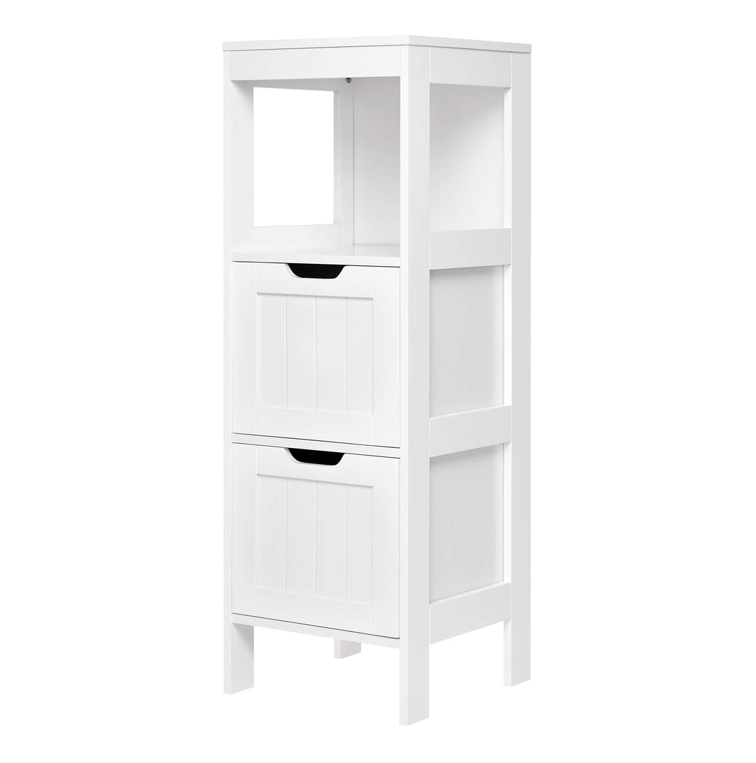 Mondeer Badezimmerschrank, Badkommode mit 2 Schubladen verstellbar modern für Badezimmer, Weiss