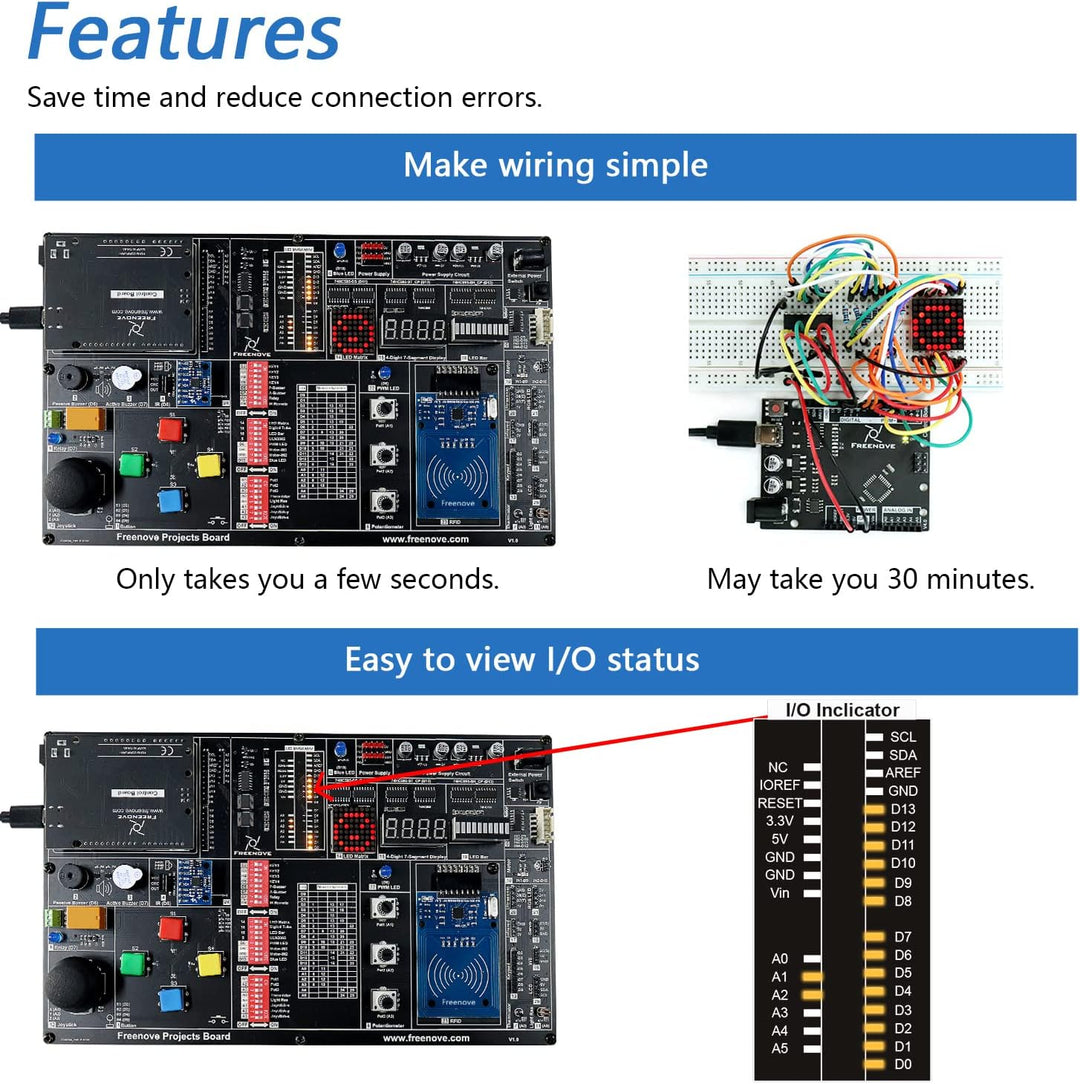 Freenove Projects Kit (No Control Board) (Compatible with Arduino IDE), 238-Page Detailed Tutorials,