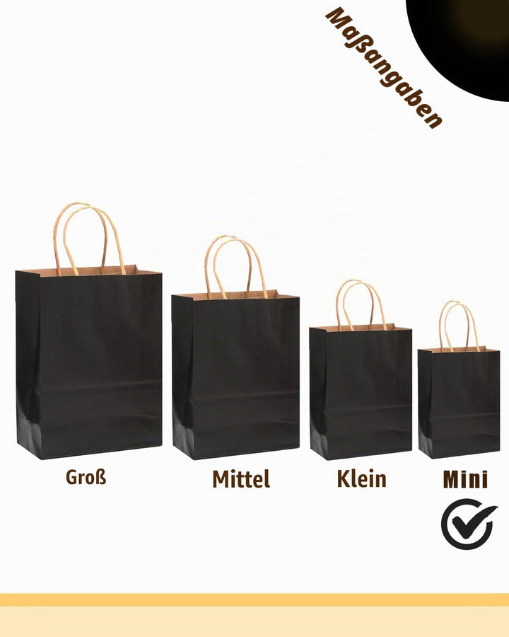 Gcardist 50 Stück Mini-Geschenktüten Schwarz-Geschenktüten aus Papier mit Henkeln–Tasche Partygesche