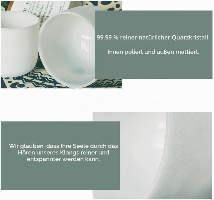 Hye-eun 432hz Kristall Klangschalen,8 Zoll mit E Note Klangschale aus Kristall Solar Plexus Chakra m