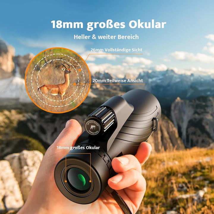 Usogood 12×56 Monokular Teleskop, fernrohr mit BAK4-Prisma und FMC-Beschichtung HD Fernrohr Erwachse