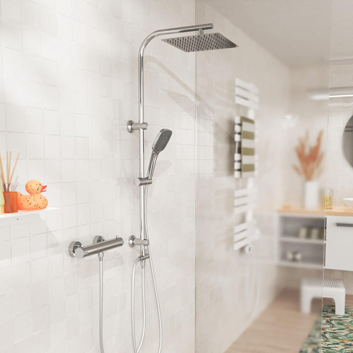 EISL EASY DELUXE Duschset, Duschsystem ohne Armatur 2 in 1 mit grosser Edelstahl Regendusche (300 x