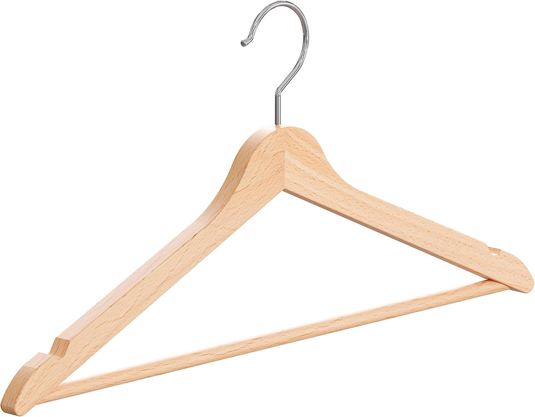 OGIVO Kleiderbügel aus Holz - Holzbügel Natur für Ihren Garderobe - Haken um 360° drehbar - Einkerbu