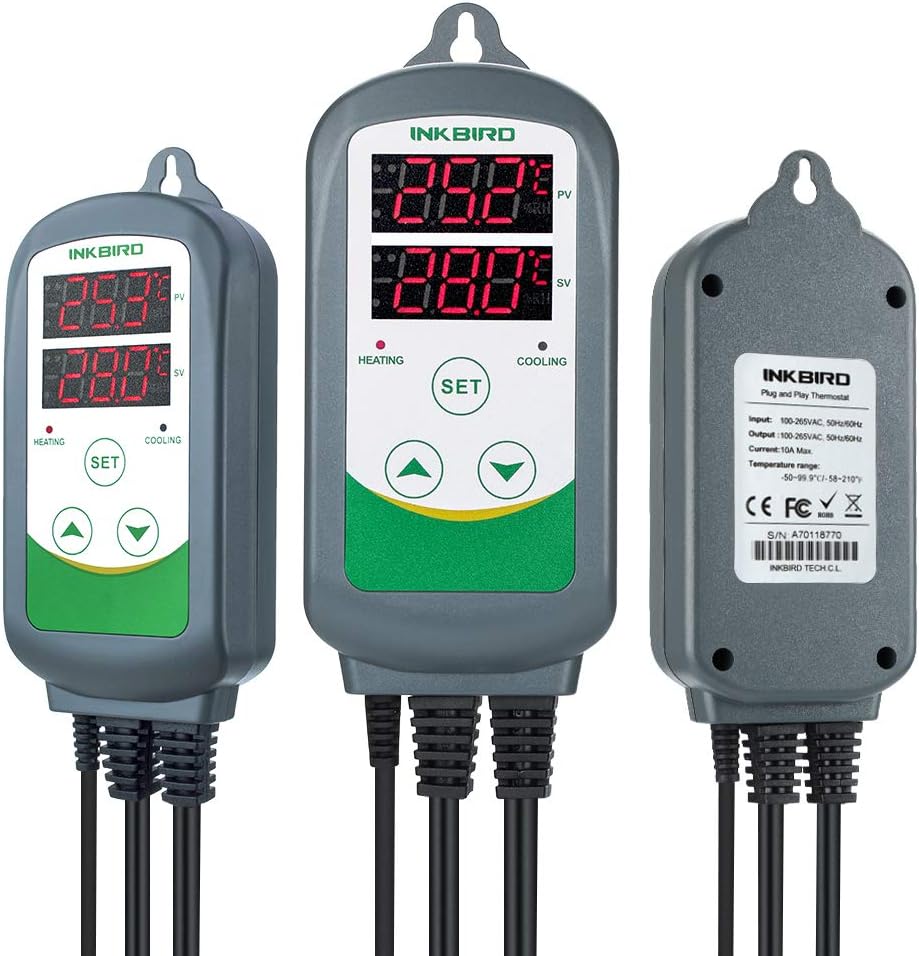 Inkbird Kombinationsset IHC-200 Feuchteregler ITC-308 Digitaler zweistufiger Temperaturkühler für