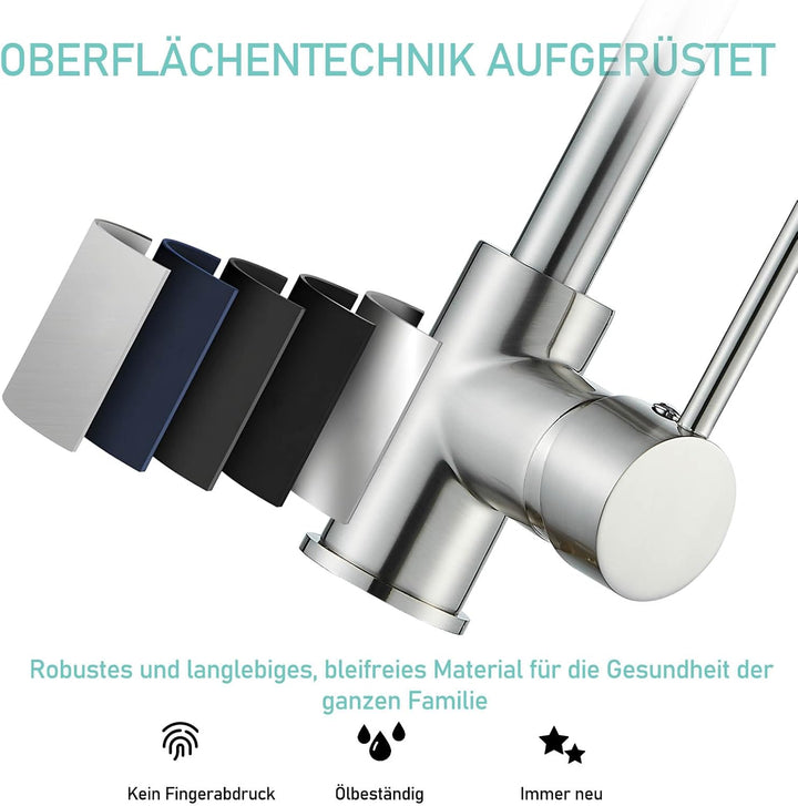 Onyzpily Gebürstetes Nickel Niederdruck Küchenarmatur Wasserhahn Küche Spültischarmatur Armatur Kuec