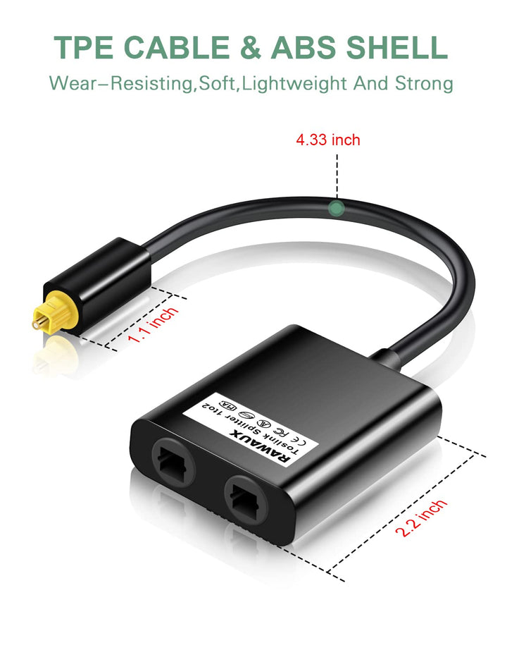 Toslink Splitter 1 in 2 Out Optischer Splitter Digital Audio Optisches Kabel Verteiler Optical Audio