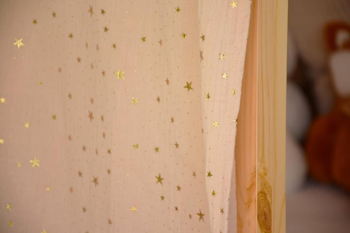 YellowNest Hausbett Himmel - 100% Baumwolle - Betthimmel Hausbett aus Musselin - Himmelbett Vorhänge