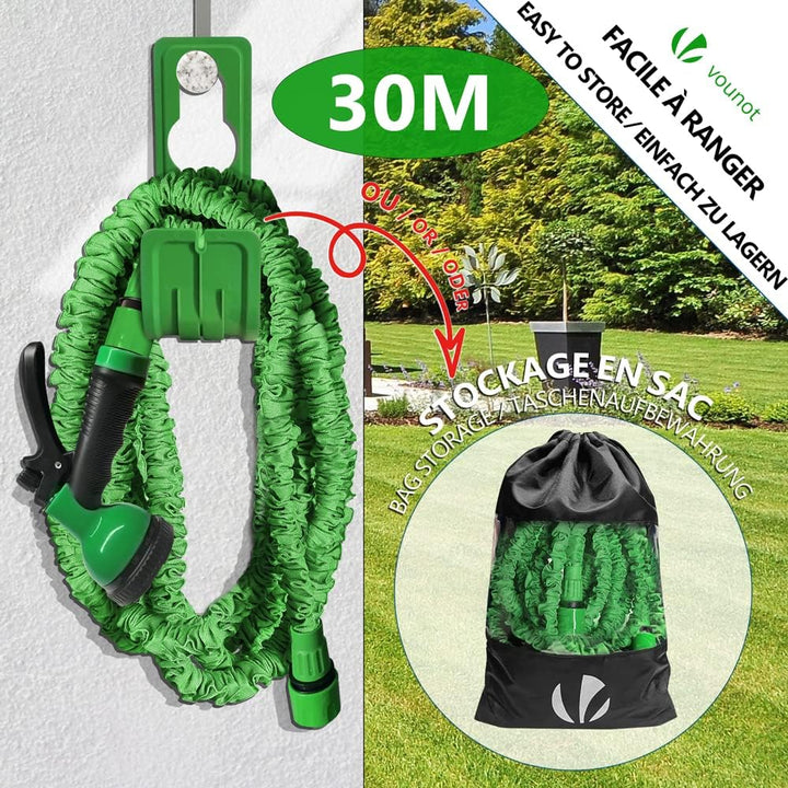 VOUNOT Flexibler Gartenschlauch 15 m, Flexibel Wasserschlauch Dehnbarer mit 10 Sprühfunktionen, Schn