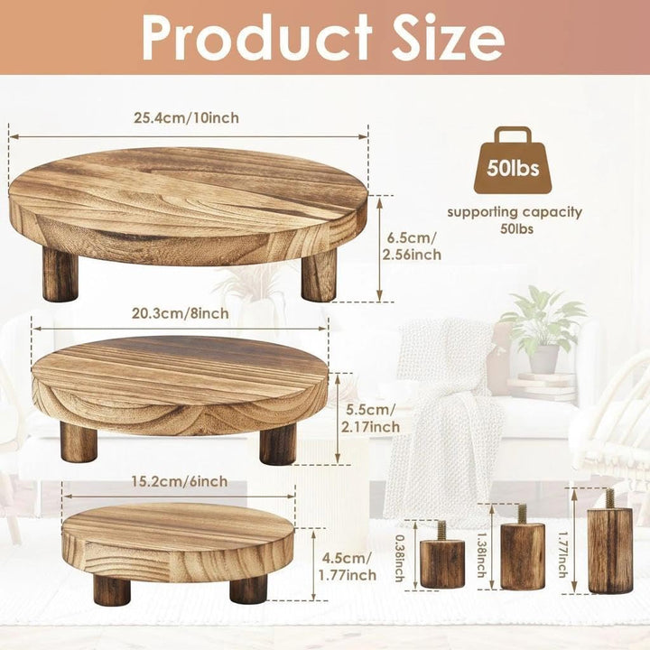 3 Set pflanzenhocker,blumenhocker holz,pflanzenhocker holz | Blumenständer Akazienholz Ø 25/20/15 cm