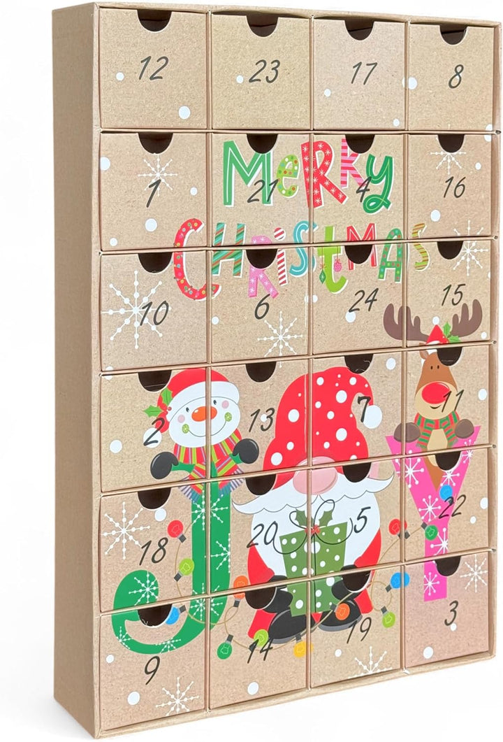 MIJOMA Adventskalender „JOY“ – 24 Boxen zum Befüllen – Wiederverwendbar aus Karton – Weihnachtskalen