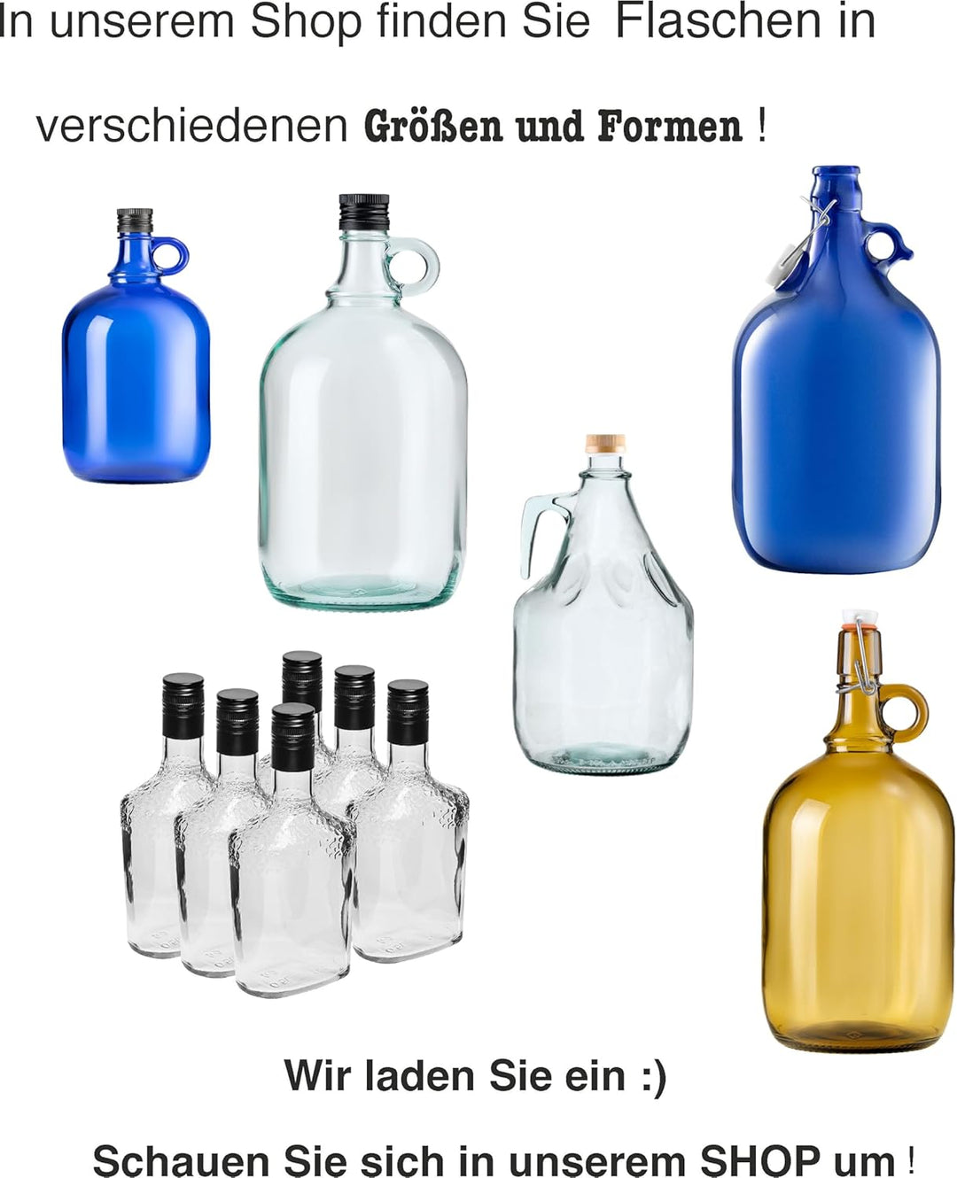 lilawelt24 15L Glasballon Weinballon Glas Flasche Wasserflasche Gäreimer Glasgärballon, Flasche, Gla