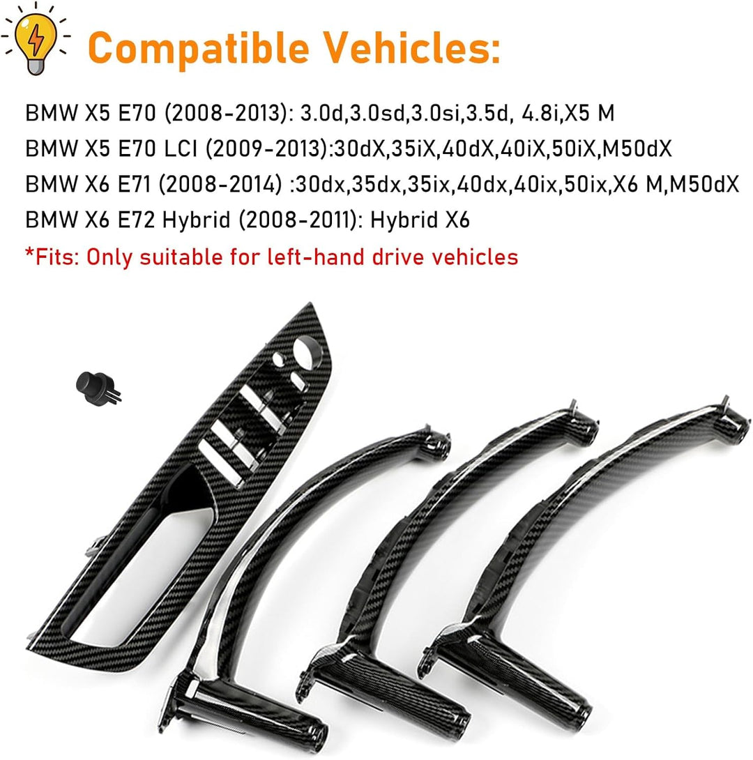 TTCR-II 4PCS Kompatibel mit Türgriff Innen Links + Rechts Compatibel mit X5 E70 2008–2013, X6 E71/E7