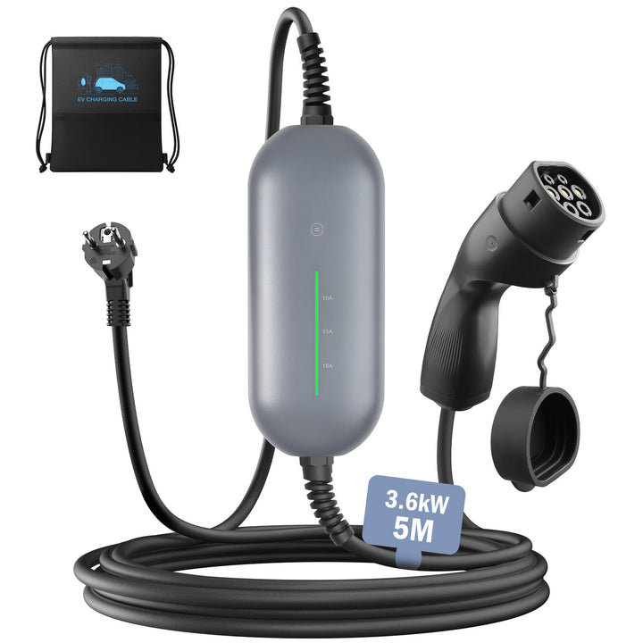 Teskee Typ 2 Ladekabel Schuko 3,68 kW, 10 A/13 A/16 A Tragbares EV-Ladegerät, Mobile Wallbox Ladesta