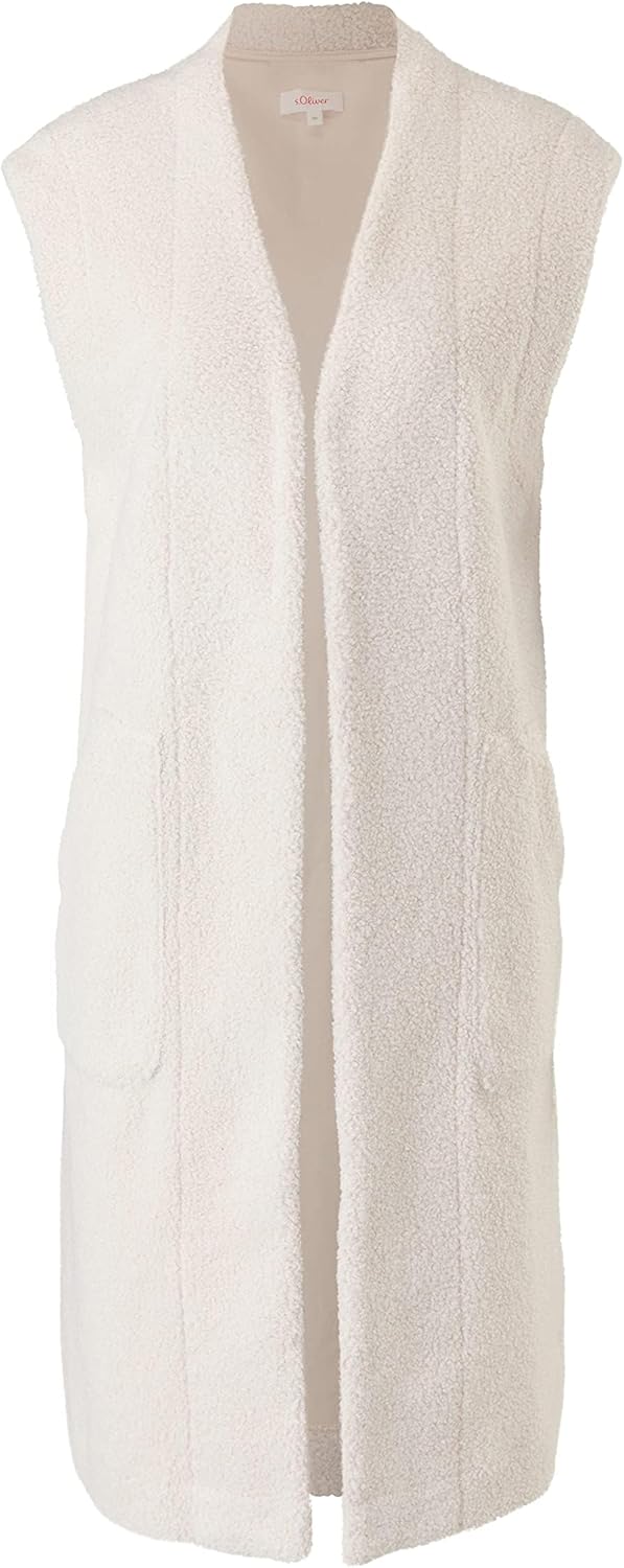 s.Oliver Damen Weste aus Teddyplüsch 44 Beige, 44 Beige