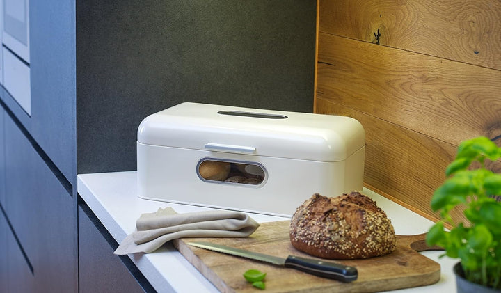 Echtwerk Brotkasten, Retro-Brotbox aus Metall mit Sichtfenster, Platzsparende Aufbewahrungsbox, Brot