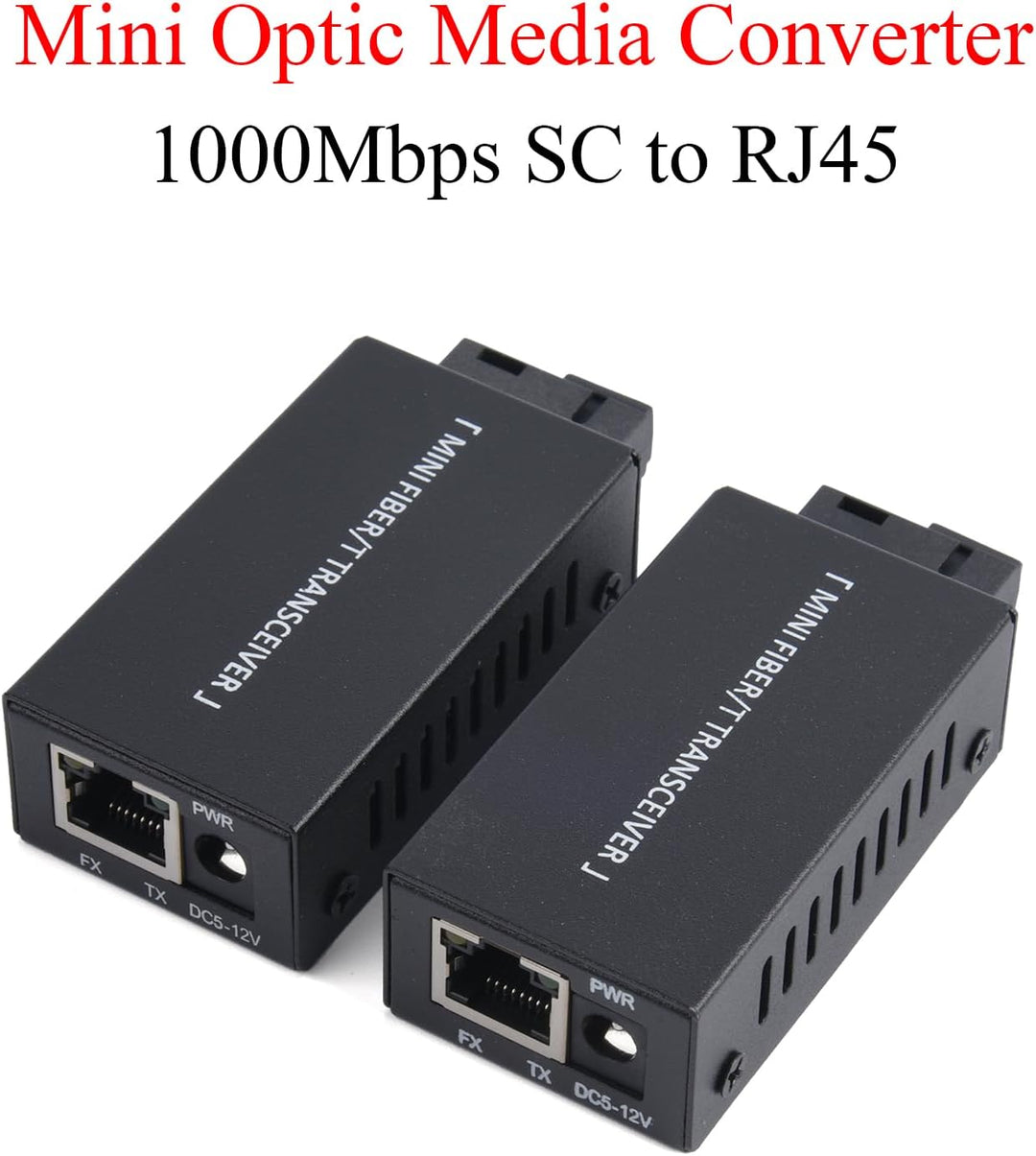 2 Stück Gigabit-Ethernet-Medienkonverter ,Gigabit-RJ-45-Anschluss, Gigabit-SC-Glasfaseranschluss, Er