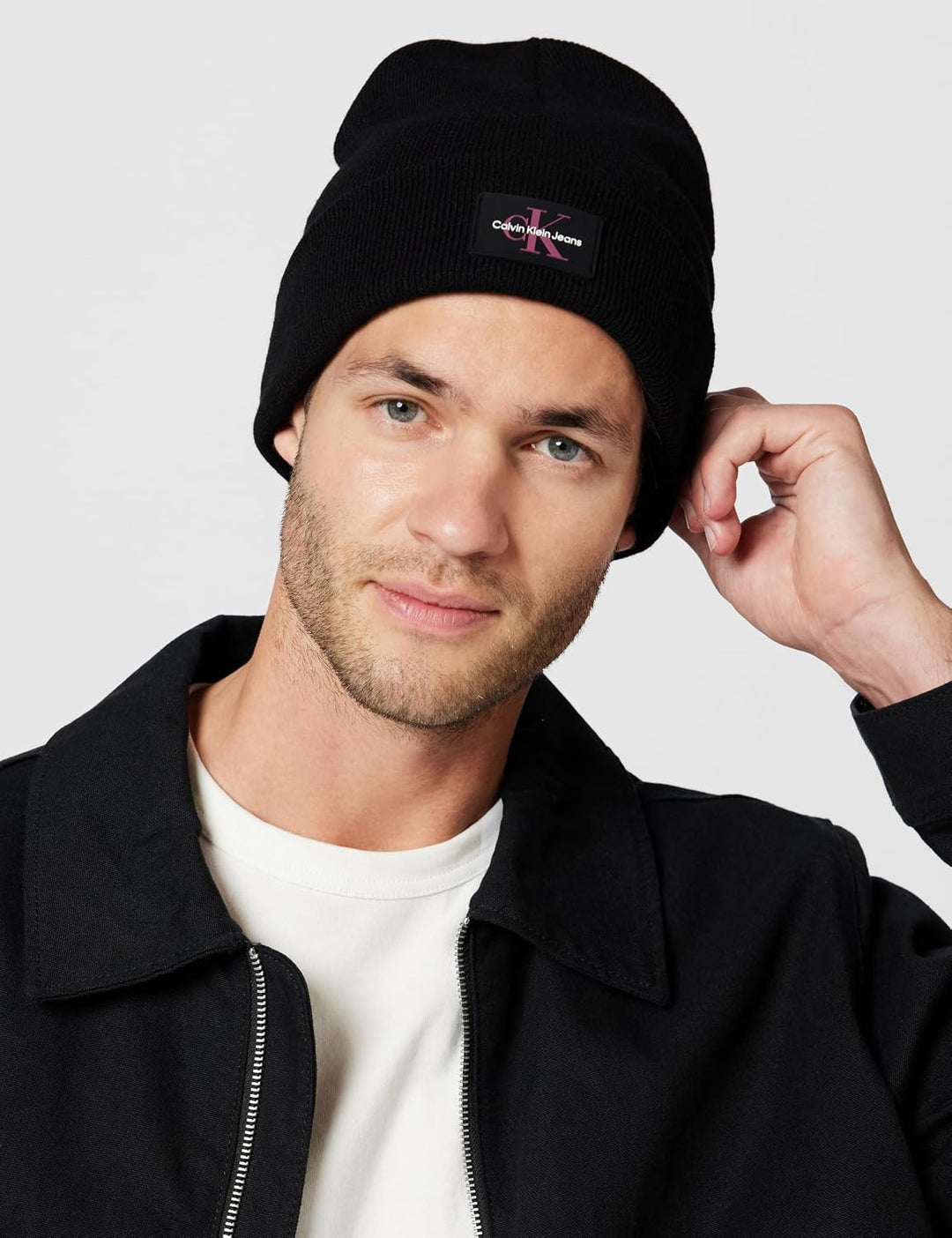 Calvin Klein Damen MONOLOGO Rubber Beanie Baby Hut, Black,