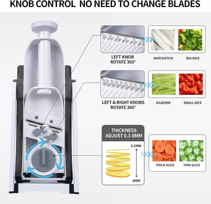 QYKIC Gemüseschneider, ONCE FOR ALL Verstellbar Gemüsehobel Mandoline Vegetable Slicer Kartoffelschn