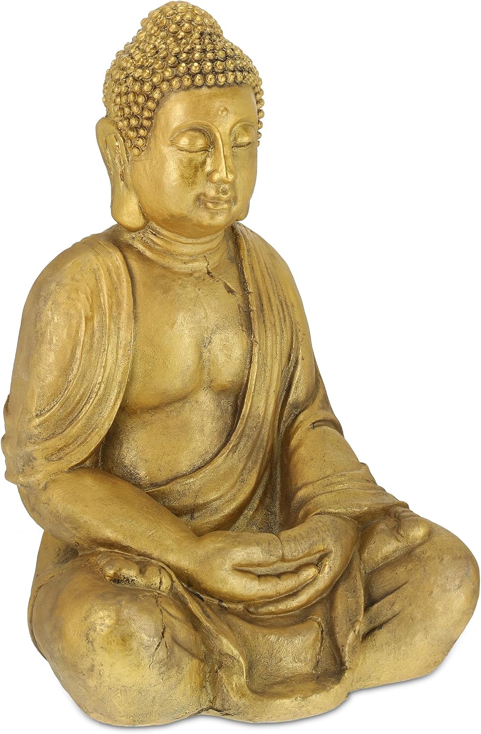Relaxdays Buddha Figur Garten, wetterfest, frostsicher, XL Gartenbuddha sitzend, Gartenfigur, HBT: 7