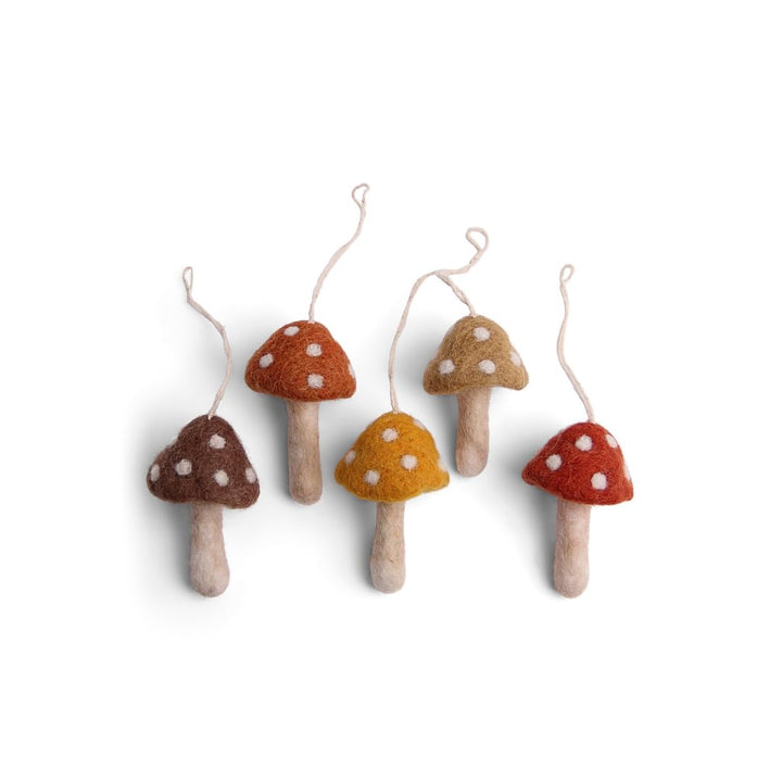 Én Gry &amp; Sif Pilze rot (5er Set), Herbst Deko Filz, Hand-Made, fair-Trade zum Aufhängen Rote Pilze,
