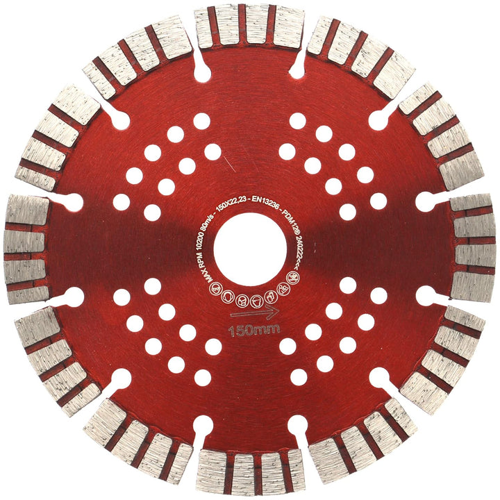 PRODIAMANT Turbo Diamant-Trennscheibe Beton 150mm x 22,23 mm Segmenthöhe 12mm 150/22,23mm, 150/22,23