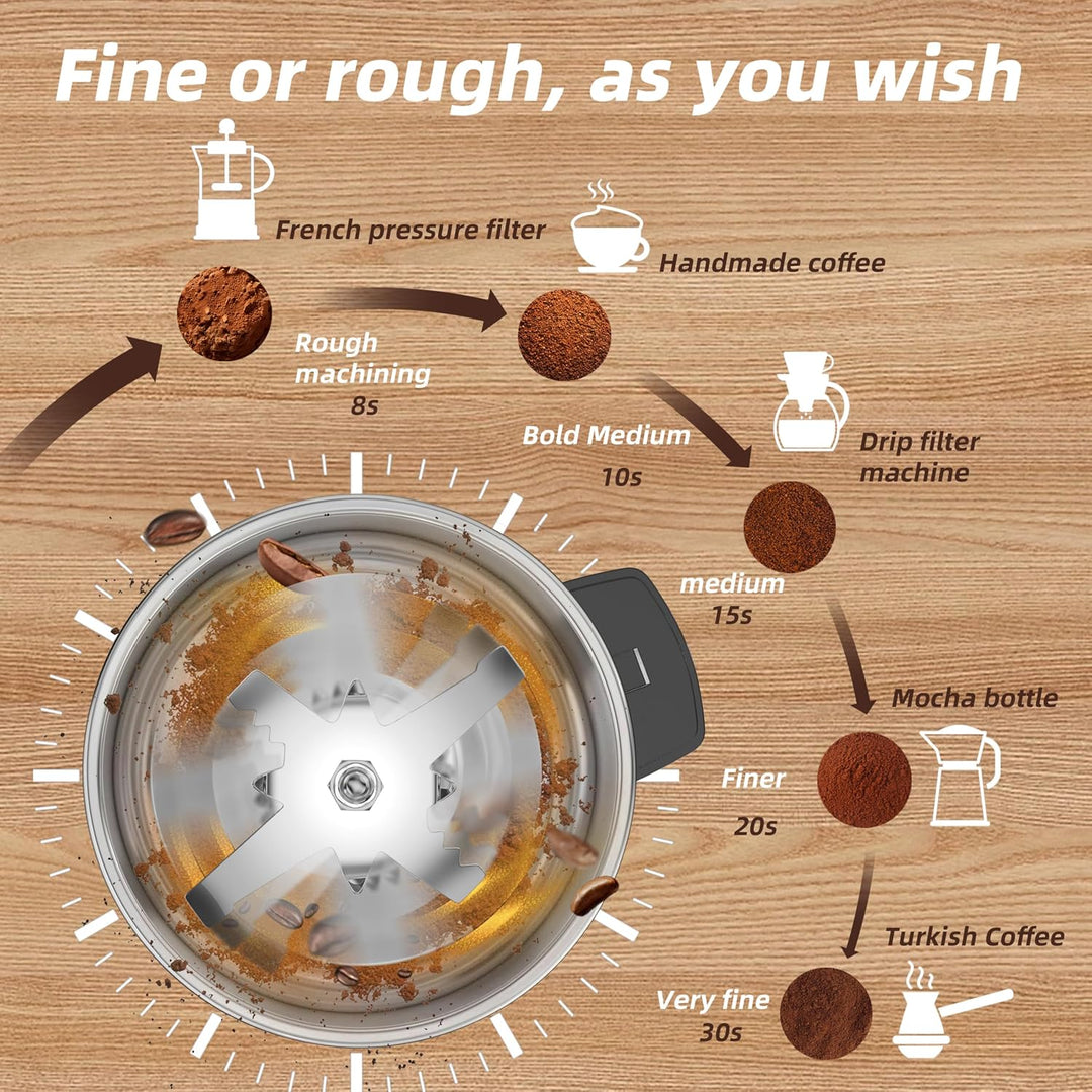 Elektrische Kaffeemühle, 300 W, verstellbares Mahlen, Espresso/Tropfen/Ausgiessen, für Kaffee, Gewür