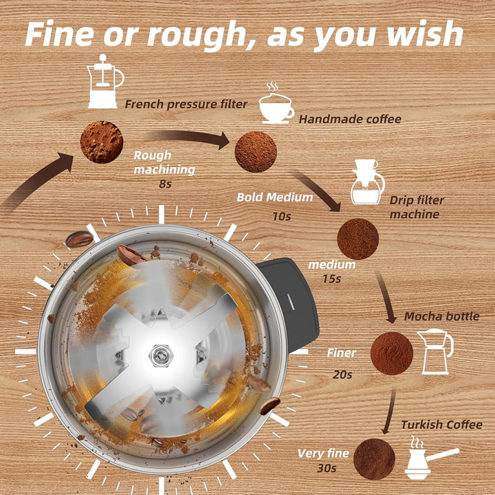 Elektrische Kaffeemühle, 300 W, verstellbares Mahlen, Espresso/Tropfen/Ausgiessen, für Kaffee, Gewür