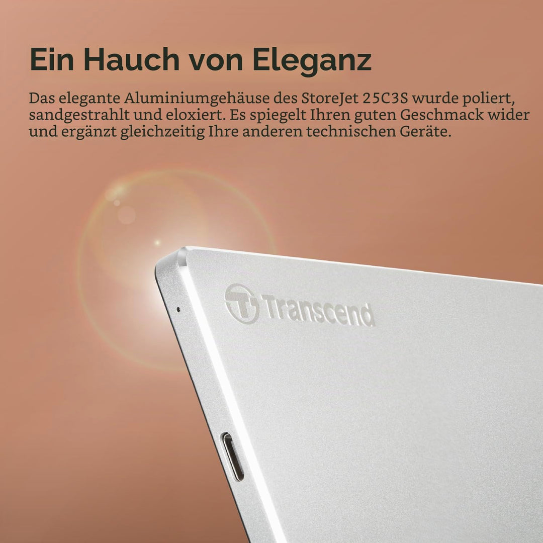 Transcend 2TB USB 3.1 Gen 1 USB Type-C StoreJet 25C3S SJ25C3S externe Festplatte TS2TSJ25C3S, 2TB
