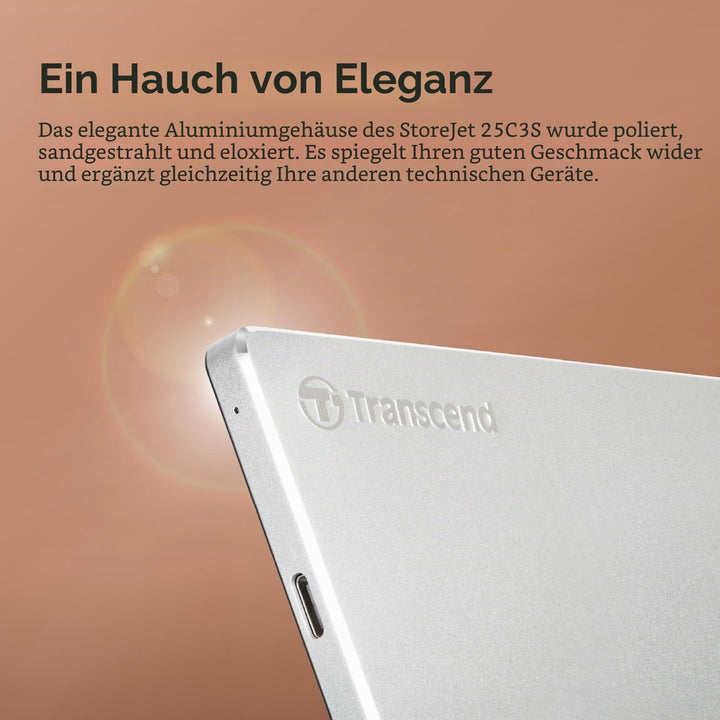 Transcend 2TB USB 3.1 Gen 1 USB Type-C StoreJet 25C3S SJ25C3S externe Festplatte TS2TSJ25C3S, 2TB
