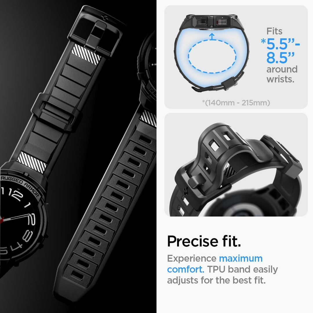 Spigen Rugged Armor Pro Hülle mit Armband Kompatibel mit Samsung Galaxy Watch 6 Classic 47mm 2023 -