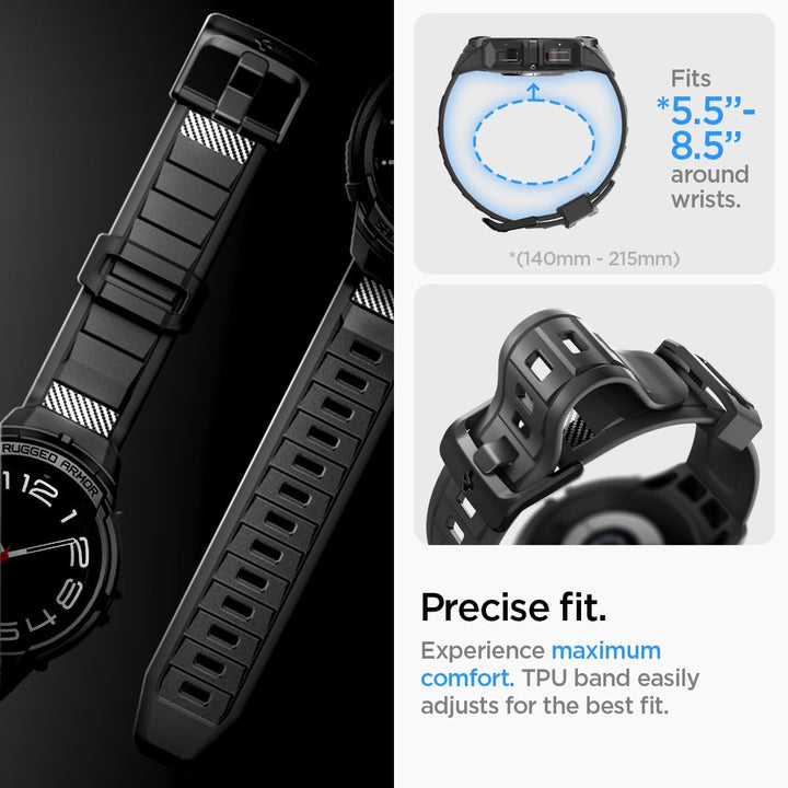 Spigen Rugged Armor Pro Hülle mit Armband Kompatibel mit Samsung Galaxy Watch 6 Classic 47mm 2023 -