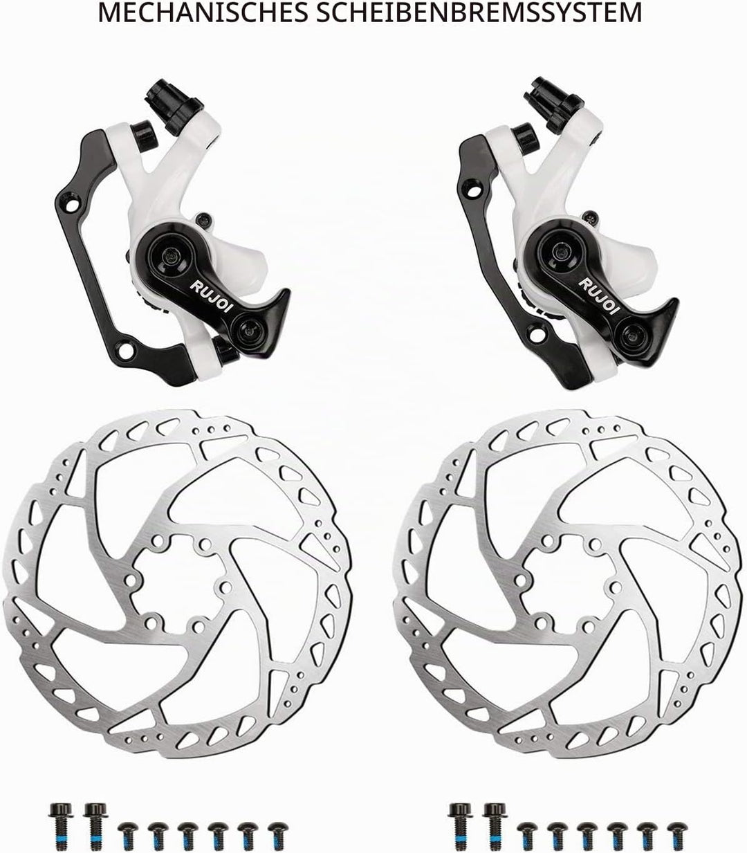 RUJOI Fahrrad-Scheibenbremsen-Kit, Aluminium-Vorder- und Hinterrad-Bremssattel, 160-mm-Rotor, werkze