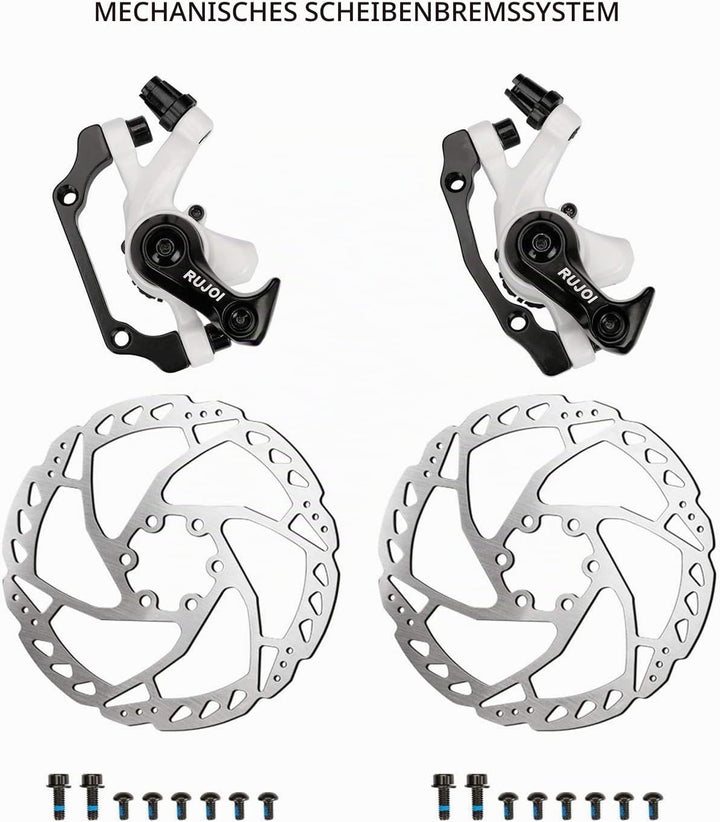 RUJOI Fahrrad-Scheibenbremsen-Kit, Aluminium-Vorder- und Hinterrad-Bremssattel, 160-mm-Rotor, werkze
