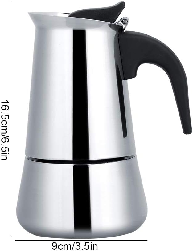 Espressokocher Edelstahl, 2/4/6/9 Tassen Mokkakanne für Gasherd, Induktion und Herdplatte, Italienis