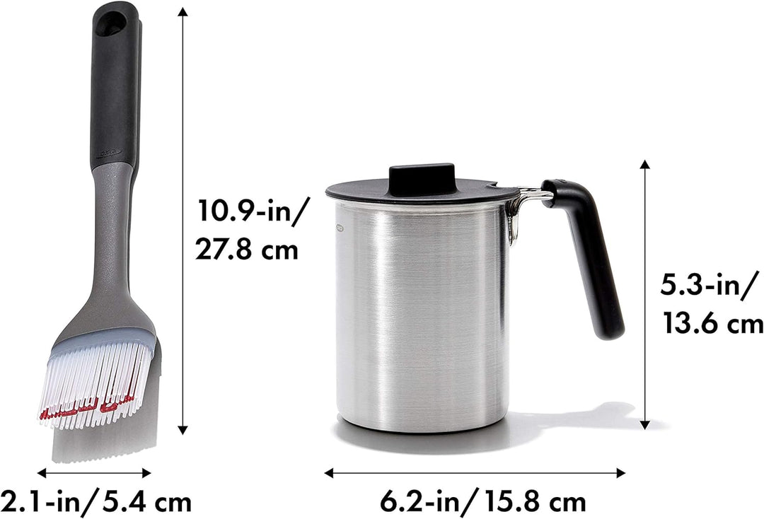 OXO Good Grips Grillwerkzeuge, Backtopf und Pinsel, Schwarz Brattopf und Pinsel, Brattopf und Pinsel