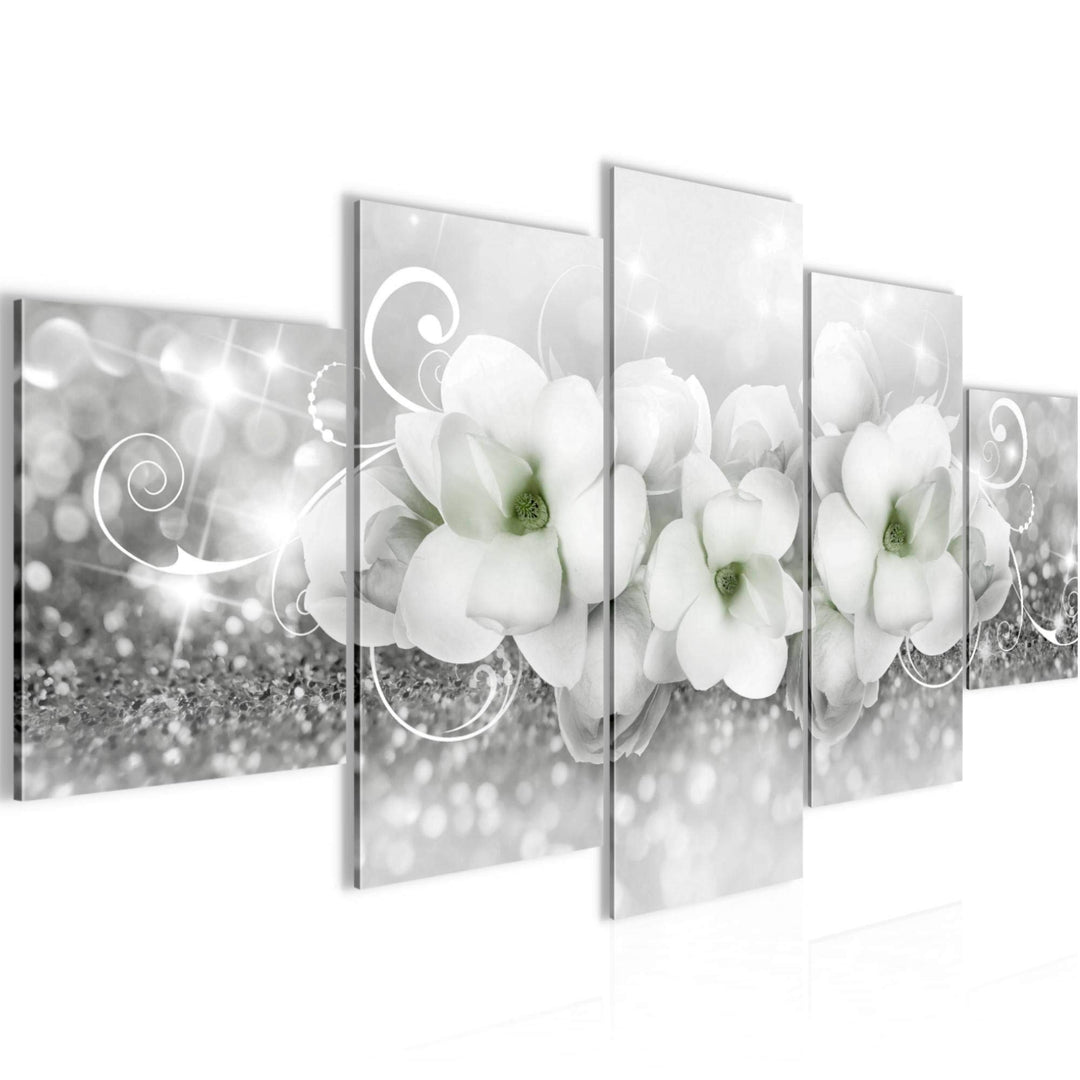 Runa Art Wandbilder Blumen Abstrakt 5 Teilig Bild auf Vlies Leinwand Deko Wohnzimmer 3D Effekt Schwa