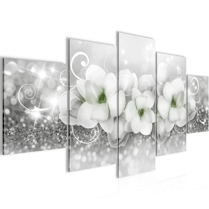 Runa Art Wandbilder Blumen Abstrakt 5 Teilig Bild auf Vlies Leinwand Deko Wohnzimmer 3D Effekt Schwa