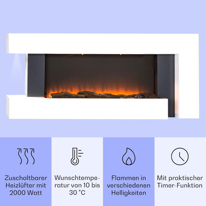Klarstein Elektrokamin, Elektro Heizungen für Wohnzimmer & Innenräume, Elektrischer Kamin mit LED Fl