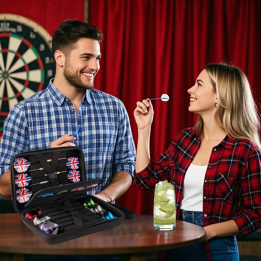 Darttasche,Dart Case,Dartt Etui Schwarz,FüR 12 Darts Professioneller Dartkoffer Mit Eva-Schutz & Tra