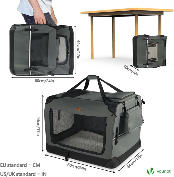 VOUNOT Hundebox faltbar, Transportbox Katze Hunde, Hundetasche, Oxford-Gewebe, Netzstoff, Atmungsakt